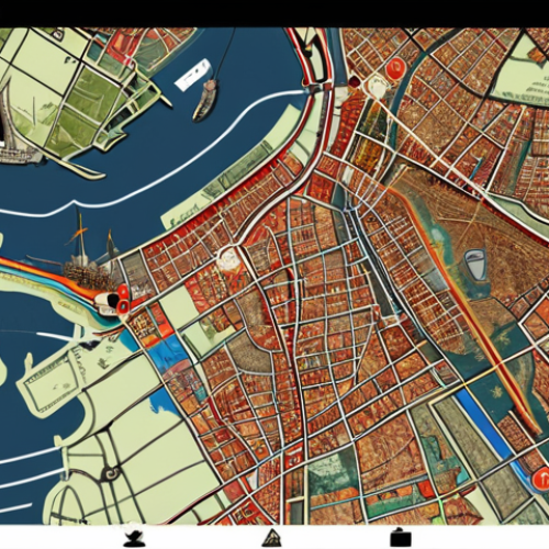 Home 11 **Image Prompt:** A vibrant, user-friendly interface displaying an interactive map of Rotterdam harbor. Overlaid are historical photos of ships and clickable icons leading to audio stories of old sailors. The scene should evoke a sense of discovery and easy access to local history, with a focus on visual appeal.
